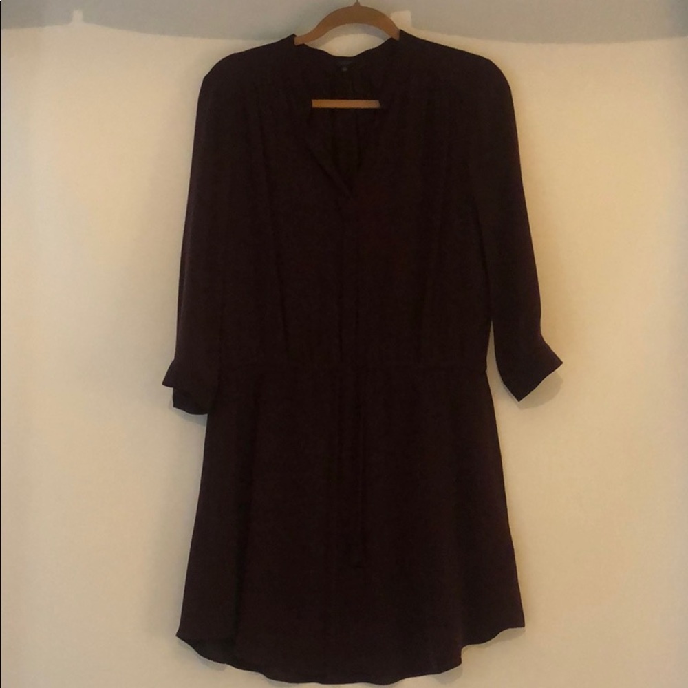 T. BABATON 100% silk burgundy dress w drawstring